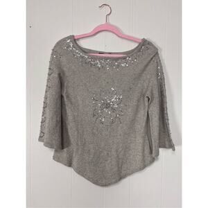 New Arden B Gray Silk Cashmere Boat Neck Sweater Women’s Small